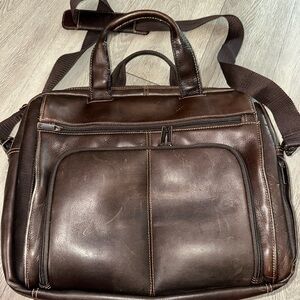 Wilson’s Leather Dark Brown Leather Messenger Laptop Briefcase Bag